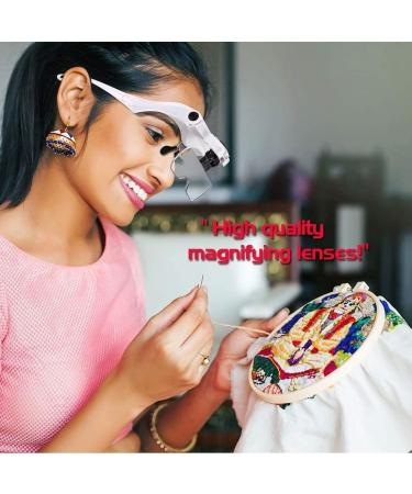 Petiarkit Headband Magnifier with LED Light Head Mounted Magnifying Glasses for Close Work 5 Clear Magnifying Lenses - Buy Online on SooperMarket.com