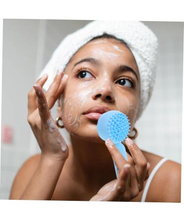 Healeved Face Pore Handheld Brush Facial Brush Silicone Bristles Face Cleaning 11.20X5.10X3.50CM Blue - Buy Online on SooperMarket.com
