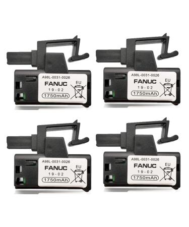 4 Pack 3V 1750mAh A98L-0031-0026 PLC Battery for FANUC A98L-0031-0026 A02B-0309-K102 Non-Rechargeable