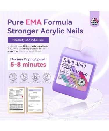 SAVILAND EMA Odorless Monomer Acrylic Liquid - 4 oz Nail Monomer for Acrylic Powder Premium Nail Brush & Gel - Best Acrylic Nail Kit for Manicurists - Buy Online on SooperMarket.com