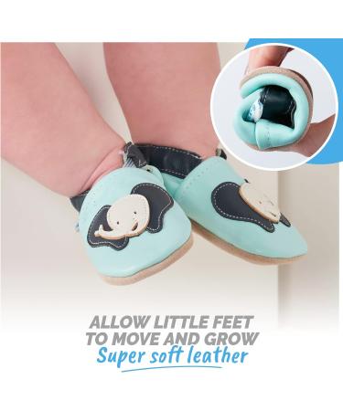 Soft Sole Baby Shoes for 0-6 Months | Leather Toddler Shoes with Happy Elephant Design - Buy Online on SooperMarket.com