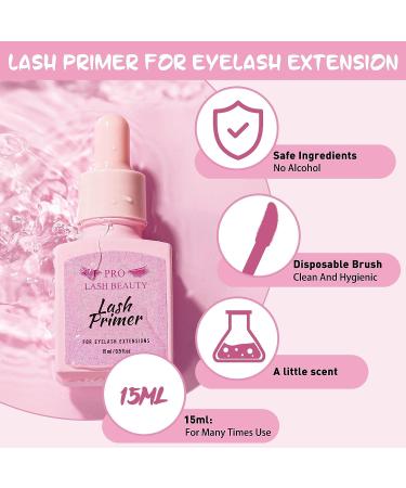 Lash Primer for Eyelash Extensions 15ml - Pre-Treatment Protein for Clean Natural Lashes - Enhance Glue Bonding Retention - Special Dropper Included (Clear) - Buy Online on SooperMarket.com
