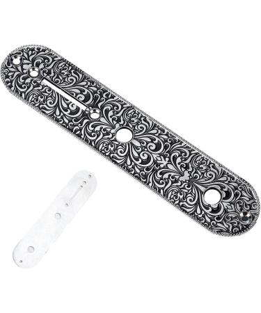 Guitar Control Plate Carved Metal Light Weight Small Guitar Control Plate Replacement for TL TELE(Silver) - Buy Online on SooperMarket.com