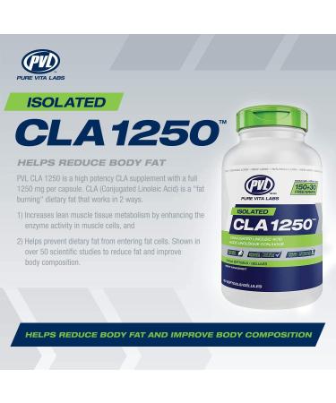 PVL Isolated CLA 1250 Weight-Loss Supplement Stimulant-Free Fat Burner and Metabolism Booster Diet Pills for Lean Muscle Tone Bonus Size 150 + 30 Free Softgels - Buy Online on SooperMarket.com