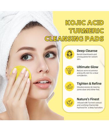 55Pads Kojic Acid and Turmeric Pads Turmeric kojic Acid Pads for Face Turmeric and Kojic Acid Cleansing Pads Turmeric Cleansing Pads for Dark Spots Face Exfoliating Makeup Remover Pads - Buy Online on SooperMarket.com
