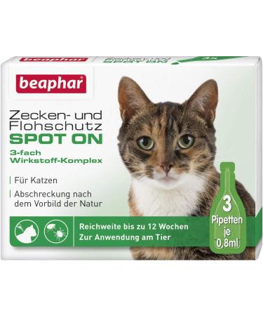 Beaphar Tick and Flea Protection Spot for Cats - Margosa Extract 3 x 0.8 ml & Flea Protection Collar - Effective Tick Protection for Cats - Buy Online on SooperMarket.com