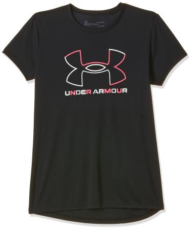 Under Armour Girls' Tech Big Logo Short Sleeve T-Shirt Black (001)/White Medium
