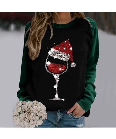Women's Christmas Snowman & Penguin Print Sweatshirt - Green XL | Cozy O-Neck Pullover for Winter | Cute Festive Holiday Raglan Top - Buy Online on SooperMarket.com