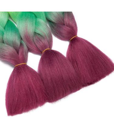 Buy Tess Braids Extensions 60cm - 3 Pack Jumbo Kanecalon Ombre Braids for Box Braids - 100g/bundle Orange/Green/Pink Hair Extensions - Buy Online on SooperMarket.com
