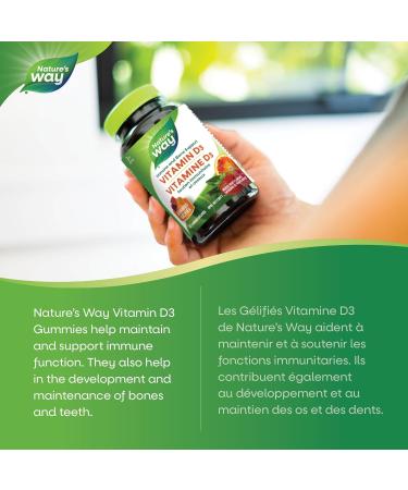 Nature's Way Vitamin D Gummies - Immune and Bone Support - 1000 IU Vitamin D3 per gummy - Strawberry Peach and Mango Flavoured Gummies - 60 Gummies - Buy Online on SooperMarket.com
