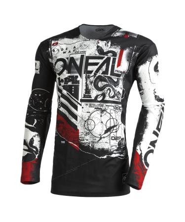 O'neal |Motocross long-sleeved shirt |MX Enduro motorcycle |Fast drying and light performance material collarless design |Mayhem Jersey |Adults M black/white/red