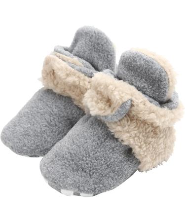 TMEOG Baby Booties Slippers | Infant Boots for First Walking | Winter Sock Crib Shoes | Boys Girls 0-18 Months | Light Grey White Furry - Buy Online on SooperMarket.com