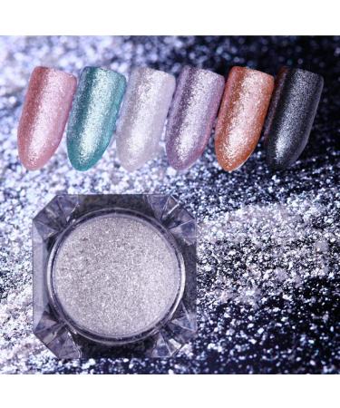 Holographic Nail Powder Holo Rainbow Mirror Effect Nail Pigment Kit for Nail Gel Polish Dipping Tool Purple