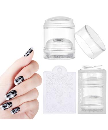 Niceneeded Nail Art Jelly Stamper with scraper set double layer of removable head polishing print template silicone stamp manicure stamp set DIY nail stamp seal