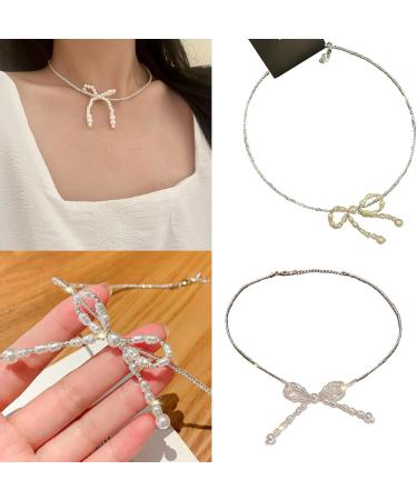 Oralgo's French Style Necklace with Looping Imitation Pearls & Fans - Elegant Jewelry for Women & Girls - Buy Online on SooperMarket.com