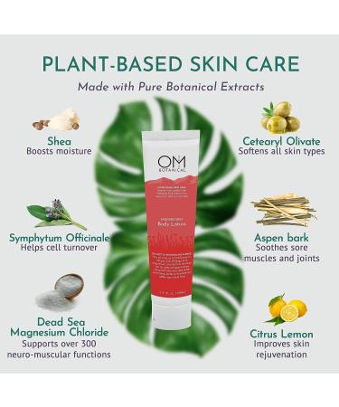 OM Botanical Magnesium Lotion - Rejuvenating Cream for Body & Feet | Hydrating Pain Relief & Muscle Tension Butter | Natural Body Lotion for Women & Men - 150mL - Buy Online on SooperMarket.com