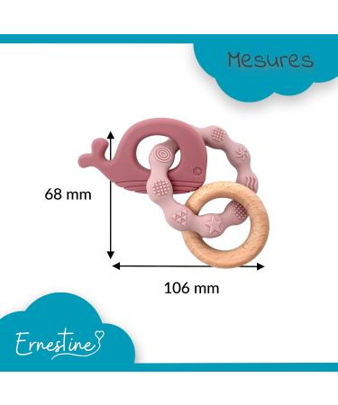 Ernestine Pink Whale Baby Bite Ring - BPA-Free Wood & Silicone | Montessori Teething Toy & Gift for Newborns - Buy Online on SooperMarket.com