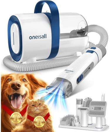 oneisall Dog Grooming Vacuum Kit Dog Clippers Suction 99% Pet Hair Professional Dog Vacuum Groomer with 7 Pet Grooming Tools for Shedding Thick & Thin Dogs Cats Pet Hair (1 .5 Litre)