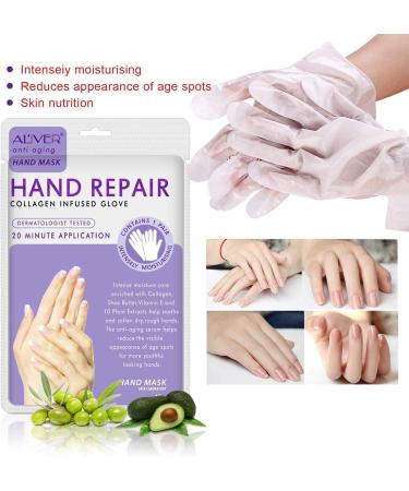 CCKULOOB Hand Mask 6 Pairs Super Hydrating Hand Mask Moisturizing Hand Mask that Enriched with Collagen Shea Butter and Vitamin-E to Revive Dry Rough and Cracked Skin (6 Lavender) 6 Packs Lavender - Buy Online on SooperMarket.com