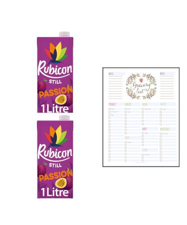 Carton Juice Bundle which Contains Rubicon Still Passion Juice Drink 1l - Pack of 2 with Grocery List Card