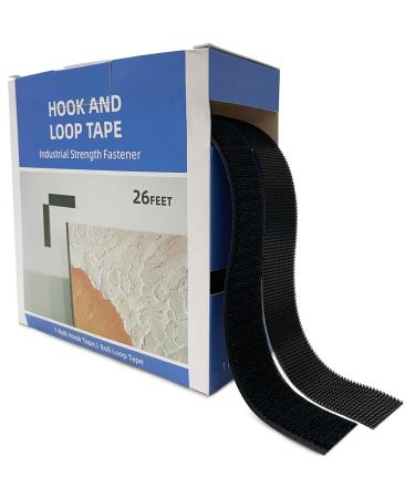 KRUI 1 Inch x 26 Feet Hook and Loop Strips Mounting Tape with Adhesive  Sticky Back Heavy Duty Strips Fastener Roll for Home Office School Organization  Crafting  Home Improvement Decorating 1 In x 26Ft Black
