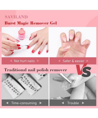 Saviland Gel Nail Polish Remover Kit - 2*15ML Strawberry Cuticle Oil Included - Quick & Easy Gel Polish Removal - Moisturizing & Soothing Formula - Pink Gel Nail Polish Remover - Buy Online on SooperMarket.com