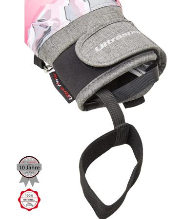 Ultrasport Advanced Ski Children's Gloves - Flexible Water Resistant & Windproof for Ages 6-14 | Rocky Black/Gray/White/Pink - Buy Online on SooperMarket.com