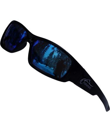Fishoholic Polarized Fishing Sunglasses -5 Color Options- w Case Pouch UV400 Fishing Gift Gloss Black Blue Mirror - Buy Online on SooperMarket.com