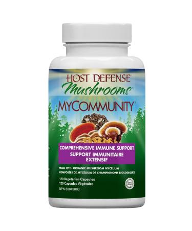 Host Defense MyCommunity Mushroom Complex Supplements with 17 Mushroom Blend | Helps Supports in Immune Booster and Anti-Inflammatory Activity with Lions Mane Chaga Cordyceps Turkey Tail Reishi Maitake Agarikon Mushroom Supplement 120 Capsules 120 count (