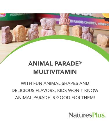 Natures Plus Animal Parade Children's Chewable Multivitamin - 90 Vegan Tablets Natural Flavors Gluten Free - Pack of 2 for Healthy Kids - International Shipping Available - Buy Online on SooperMarket.com