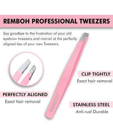 Remboh Professional Stainless Steel Slant Tweezers - Precision Eyebrow Tweezers (Pink, Pack of 2) - Buy Online on SooperMarket.com