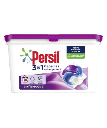 Persil 3 in 1 Colour Protect Washing Pods (38 washes) Laundry Detergent Capsules for colour protection in 100% recyclable tub Modern 1.02 kg (Pack of 1)