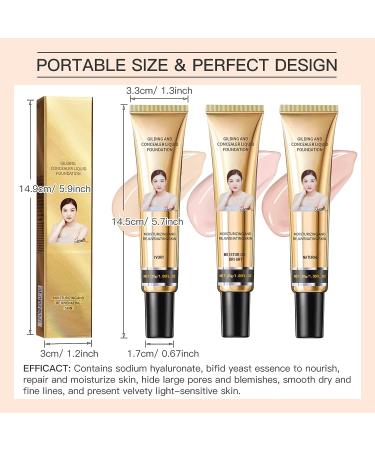 LSxia 2Pcs Liquid Concealer Foundation Set - Waterproof & Moisturizing Ivory Makeup for Full Coverage & All Skin Types - Buy Online on SooperMarket.com