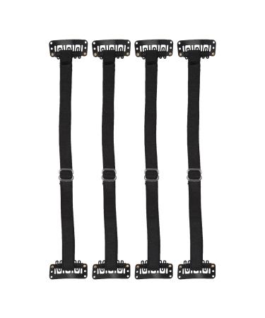 Face Lift Band Easy to Operate Wrinkle Removal Belt 4 Pieces Reusable with Hair Clip for Face Shaping (Black)