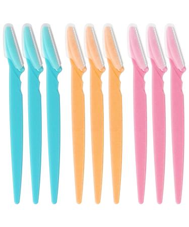 Sularpek 9 Pcs Eyebrow Razors Face Razors for Women Facial Hair Remover and Trimmer Exfoliating Dermaplaning Tool for Women and Men with Cap Eyebrow Shaper for Shave Eyebrow Face Fuzz