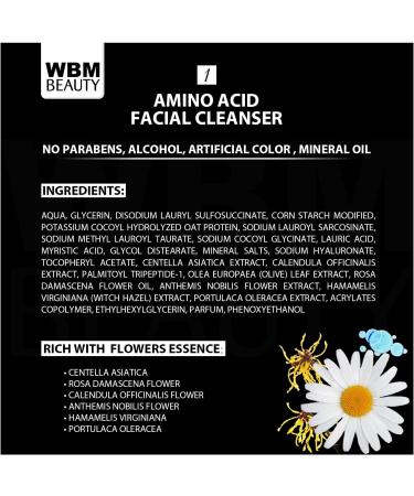 WBM Amino Acid Facial Cleanser - Anti-Aging Brightening & Acne Face Wash for All Skin Types | Organic & Natural Ingredients - 4.2 fl oz - Buy Online on SooperMarket.com