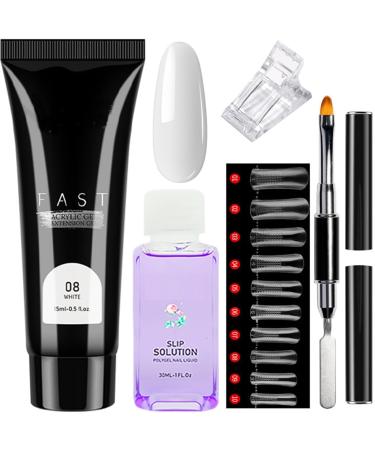 White Poly Nail Gel Kit Nail Extension Set For Beginners 15ml White Builder Extension Nail Kit With Slip Solution For Diy Nail Art Women Gift