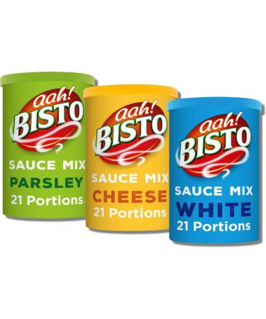 Multipack of Bisto Sauces - Bisto Parsley Sauce Granules 185g Bisto Cheese Sauce Granules 185g and Bisto White Sauce Mix 185g (1 pack each) Bundled By The Great British Kitchen