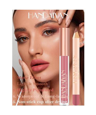 Seawave Nude Lip Liner and Lipstick Set - 12 Pcs Long Lasting Waterproof Matte Lipgloss for Black Mature Women - Makeup Gift Set - Buy Online on SooperMarket.com