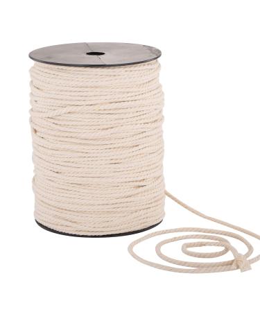 Macrame Cord 4mm x 240yd | 100% Natual Cotton Macrame Rope | 3 Strand Twisted Cotton Cord for Handmade Plant Hanger Wall Hanging Craft Making Creamy 4mm x 240yd