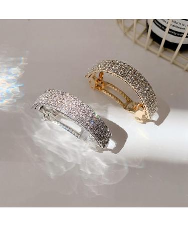 Crystal Hair Clips Barrettes Slides Grips for women Diamante Sparkly Hair Accessories Crystal Hairpins Everyday Wear Prom Party Ponytail Holder Women Girl Birthday Gift (Silver+Gold) - Buy Online on SooperMarket.com