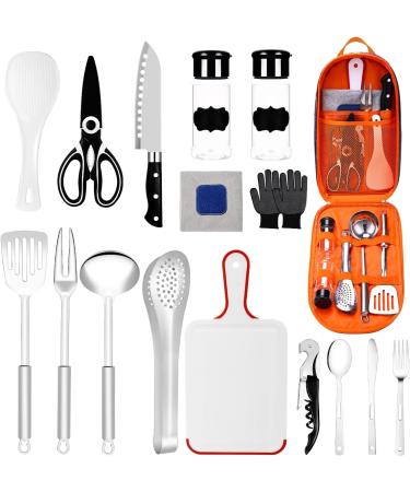 Camping Kitchen Utensils Set for Tent Campers | Portable Cookware Set for Outdoor Picnics and Barbecues | National Style Color | Essential Camping Cooking Gadgets - Buy Online on SooperMarket.com