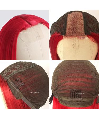 Missyvan Ruby Red Long Straight Synthetic Wig - Natural Look, Heat Resistant Fiber, Middle Parting - Buy Online on SooperMarket.com