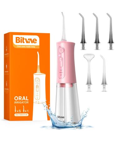 Bitvae Water Dental Flossers for Teeth Cordless Flosser with 3 Modes & 5 Intensities Water Teeth Cleaner Picksfor Teeth Cleaning IPX7 Waterproof & Rechargeable Portable for Travel Pink