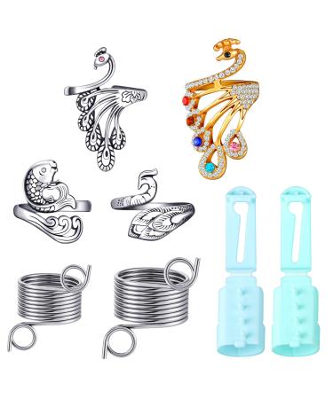 Yarn Guide Finger Holder Set  2 Pieces Adjustable Knitting Crochet Loop Rings with 6 Pieces Metal and Plastic Yarn Guide Finger Holder Knitting Craft Accessories Tools for Knitting Quilting Sewing