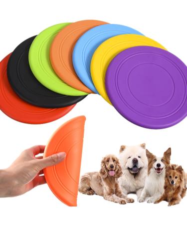 XUBX 7 Pieces Dog Flying Disc Pet frisbee Flying Disc Dog Toy Frisbees for Dogs Natural Rubber Floating Flying Saucer Bite resistant Frisbee Training tossing toys pet toy Training Toys