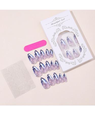Almond Shaped Fake Nails | Medium Acrylic Fake Stick on Nails Full Rhombus Crystal Fake Nail Kit in 12 Sizes with Glue for Home or Salon - Buy Online on SooperMarket.com