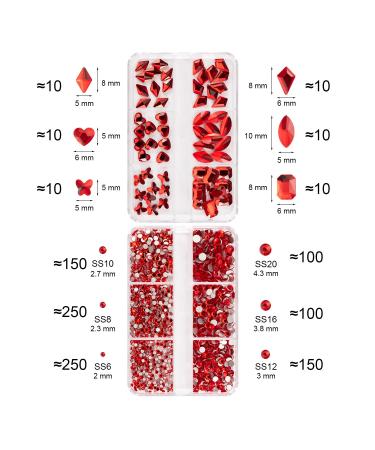 Noverlife 1000PCS Flatback Nail Art Rhinestones Gems - Multi Sizes Crystals with Wax Pen for Nail Design - Sparkle Nail Beads for Art & Crafts - Makeup & Dressup - Nail Decoration Ruby - Buy Online on SooperMarket.com