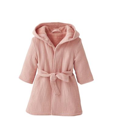 Vertbaudet ko-Tex bathrobe for babies made of organic cotton gauze 80 pink