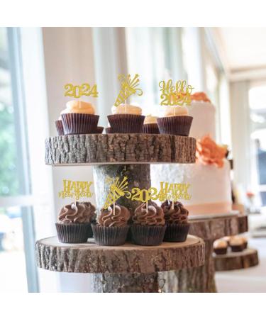 SYKYCTCY 36 Pack Happy New Year Cupcake Toppers Glitter Welcome 2024 Cupcake Topper Cheers to 2024 Cupcake Topper Hello 2024 Cupcake Food Picks Decorations for Happy New Year Eve Party Supplies Gold Color 4 - Buy Online on SooperMarket.com